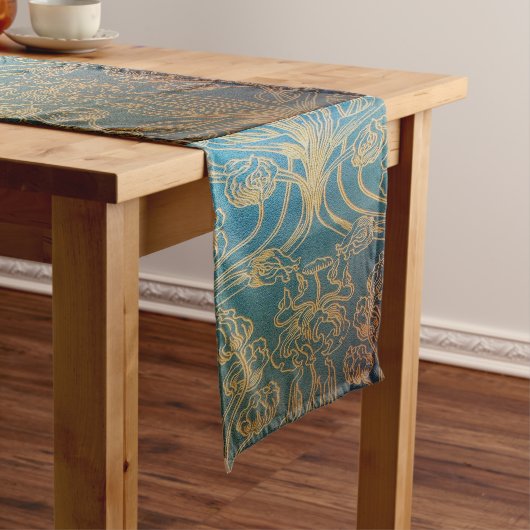 Art Nouveau, blauwgroen en goud, blauwgroen, goud, Lange Tafelloper (Voorbeeld)