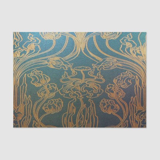 Art Nouveau, blauwgroen en goud, blauwgroen, goud, Tissuepapier (Voorkant)