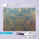 Art Nouveau, blauwgroen en goud, blauwgroen, goud, Tissuepapier (Craft)
