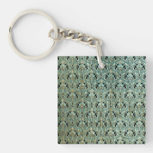 Art nouveau, blauwgroen, goud, patroon, belle époq sleutelhanger