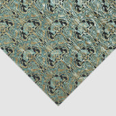 Art nouveau, blauwgroen, goud, patroon, belle époq tissuepapier (Detail)