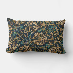 Art Nouveau  Blauwgroen gouden bloemen Kussen