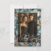 Art Nouveau Blauwgroen William Morris Floral Weddi Bedankkaart (Voorkant)