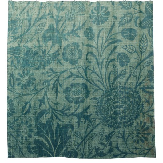 art Nouveau, blauwgroen, William Morris stijl, blo Douchegordijn (Voorkant)