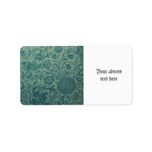 art Nouveau, blauwgroen, William Morris stijl, blo Etiket (Voorkant)