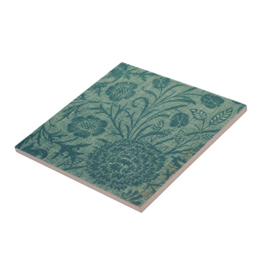 art Nouveau, blauwgroen, William Morris stijl, blo Tegeltje (Zijkant)