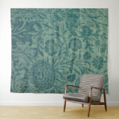 art Nouveau, blauwgroen, William Morris stijl, blo Wandkleed (In Situ (horizontaal))