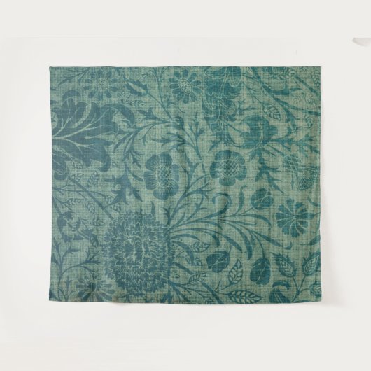 art Nouveau, blauwgroen, William Morris stijl, blo Wandkleed (Voorkant (horizontaal))