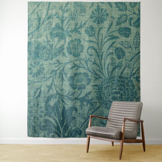 art Nouveau, blauwgroen, William Morris stijl, blo Wandkleed (In situ)