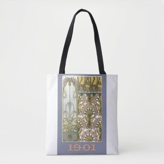 Art nouveau bloem alfonse mucha bloemenkunst tote bag (Voorkant)