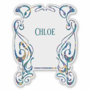 Art nouveau bloem frame op maat gesneden vinyl sti sticker