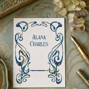 Art nouveau bloem frame visitekaartje