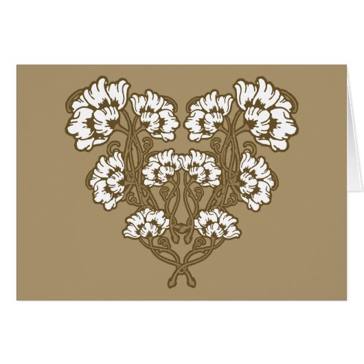 Art Nouveau Bloem Hart Tan (Voorkant Horizontaal)