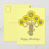 Art Nouveau bloem tekening gelukkige verjaardag go Briefkaart (Voorkant / Achterkant)