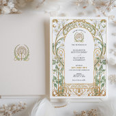 Art Nouveau bloem uitnodiging voor een bruiloft