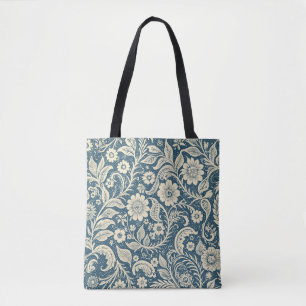 Art Nouveau Bloemen Behang Patroon Tote Bag