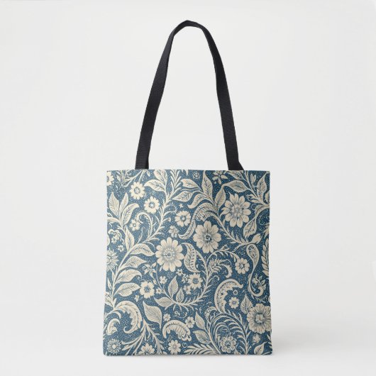 Art Nouveau Bloemen Behang Patroon Tote Bag (Voorkant)