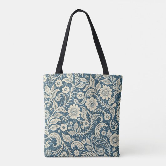 Art Nouveau Bloemen Behang Patroon Tote Bag (Achterkant)