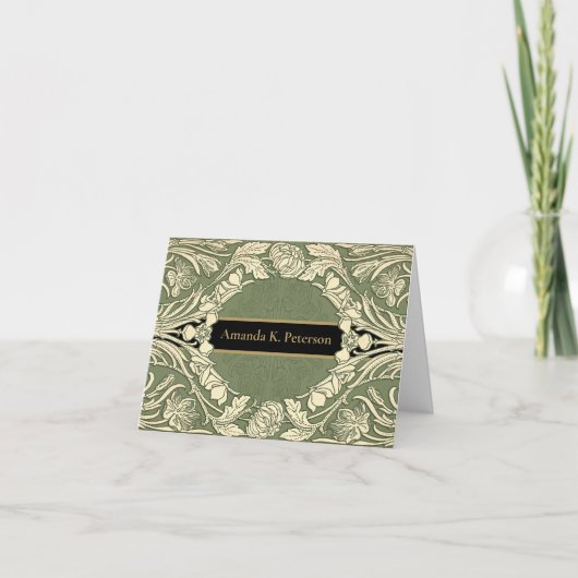 Art Nouveau Bloemen Bloemen Naam Bloemen Grens Notitiekaartje (Voorkant)