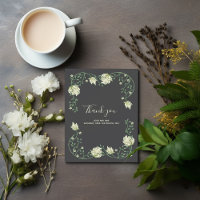 Art Nouveau  bloemen bruiloft bedankkaart