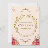 Art nouveau bloemen bruiloft uitnodiging (Voorkant)