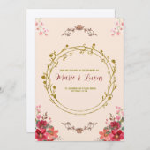 Art nouveau bloemen bruiloft uitnodiging (Voorkant / Achterkant)