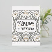 Art Nouveau bloemen bruiloft uitnodiging (Staand Voorkant)