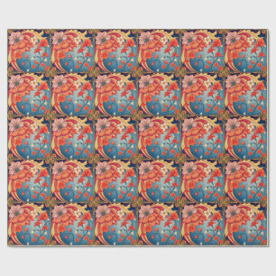 Art nouveau bloemen cadeaupapier