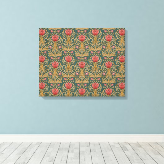 Art Nouveau bloemen Canvas Afdruk (Insitu (Houten vloer))
