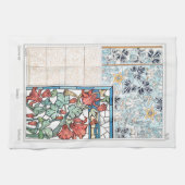 Art nouveau bloemen en tegel art verneuil rood bla theedoek (Horizontaal)