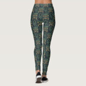 Art Nouveau Bloemen Goud & Groen Leggings (Achterkant)