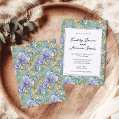 Art Nouveau Bloemen Handgeschreven Huwelijk Kaart