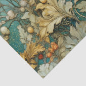 Art Nouveau Bloemen Herfst Blauwgroen Ephemera Dec Tissuepapier (Detail)