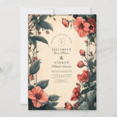 Art Nouveau  Bloemen Huwelijk Kaart (Voorkant)