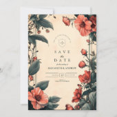 Art Nouveau  Bloemen Huwelijk Save The Date (Voorkant)