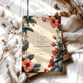 Art Nouveau  Bloemen Huwelijk Save The Date