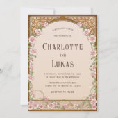 Art Nouveau  Bloemen Huwelijksuitnodiging Kaart (Voorkant)