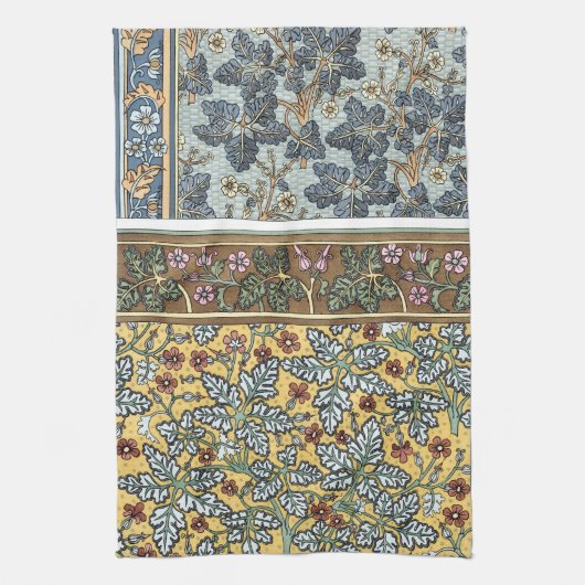 Art Nouveau bloemen kunst vintage wilde ooievaarsb Theedoek (Verticaal)