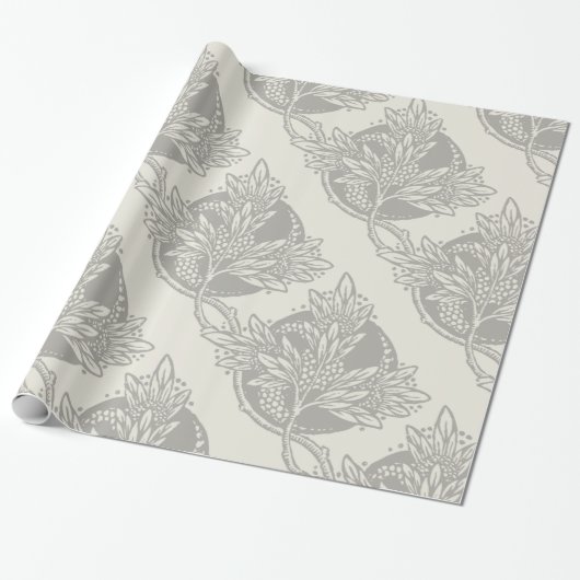 Art Nouveau Bloemen Minimalisme Cadeaupapier (Uitgerold)