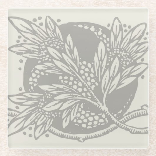 Art Nouveau Bloemen Minimalisme Glazen Onderzetter (Voorkant)