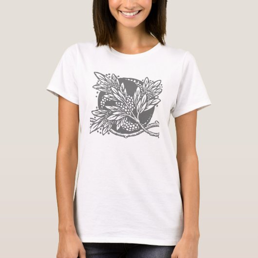 Art Nouveau Bloemen Minimalisme T-shirt (Voorkant)