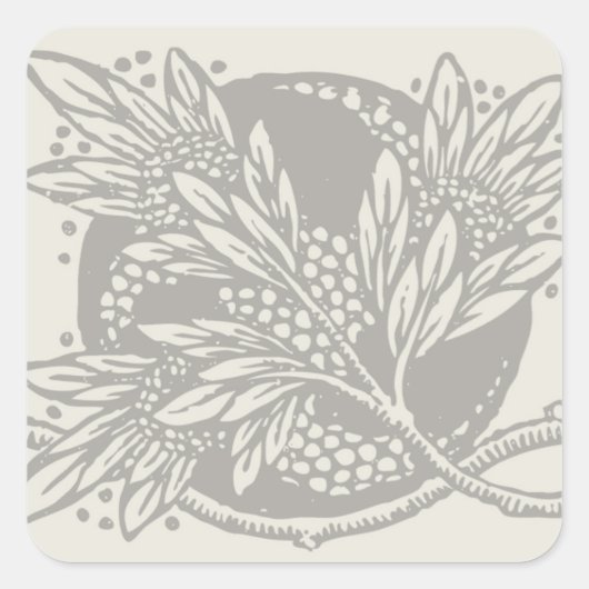 Art Nouveau Bloemen Minimalisme Vierkante Sticker (Voorkant)