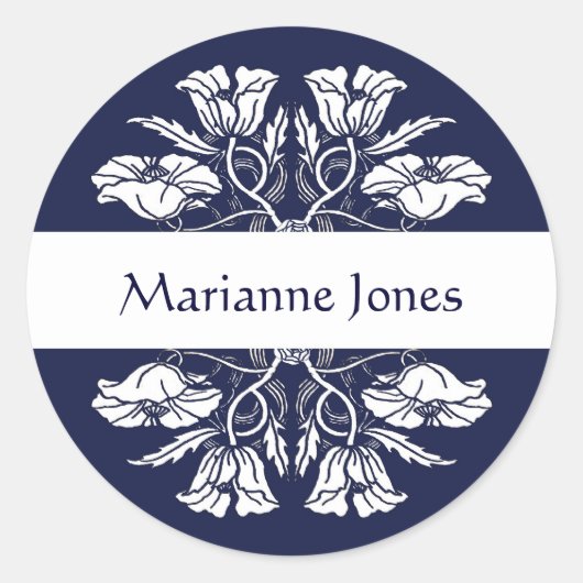  Art Nouveau Bloemen Naam Label (Voorkant)