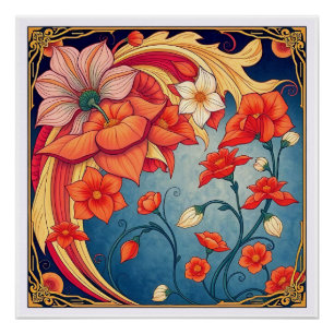 Art nouveau bloemen perfect poster