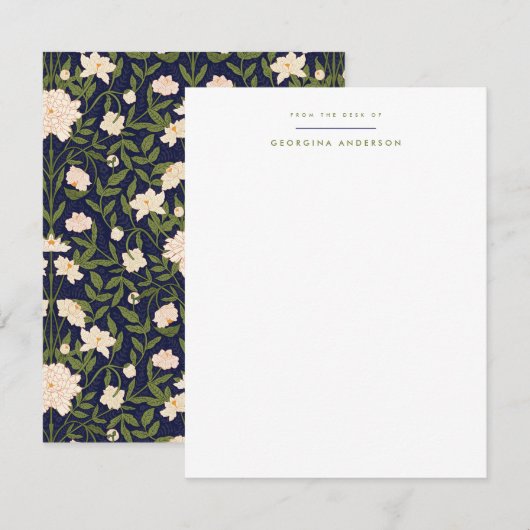 Art Nouveau Bloemen Persoonlijk briefpapier Notitiekaartje (Voorkant / Achterkant)