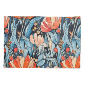 Art Nouveau Bloemen Rood Blauw Waterverf Kussensloop (Achterkant-Links)