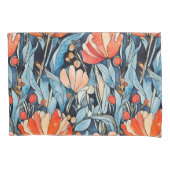 Art Nouveau Bloemen Rood Blauw Waterverf Kussensloop (Voorkant-Links)