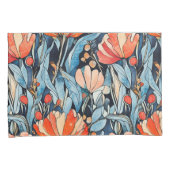 Art Nouveau Bloemen Rood Blauw Waterverf Kussensloop (Voorkant-Rechts)