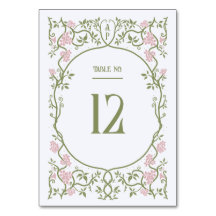 Art Nouveau Bloemen Roze en groene bruiloft