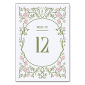 Art Nouveau Bloemen Roze en groene bruiloft Kaart (Voorkant)